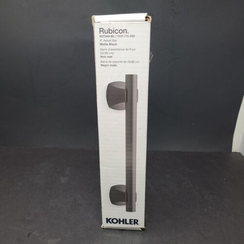 Kohler KR27240BL Rubicon 9 In. Grab Bar In Matte Black Handles & Rails