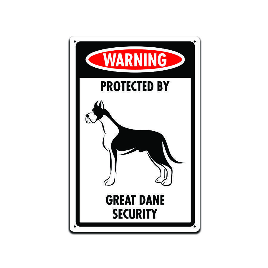 Warning Protected By Great Dane Security Dog Sign For Front Door 12