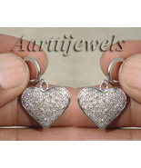 1.20ct Diamond 14k White Gold Beautiful Heart Valentine&#39;s Day Earrings - £1,699.75 GBP