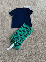BNWT GapKids big boys fleece bottom dinosaur print pants/short sleeve PJ set, 14 - $25.73