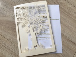 50pcs Pearl Ivory Invitation Cards,Laser Cut Wedding Invitations - $53.80