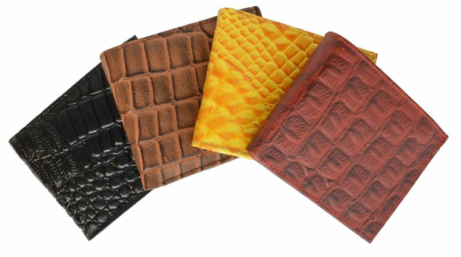 BROWN COW LEATHER CROC PRINT MENS BIFOLD WALLET FLAP TOP Cowboy
