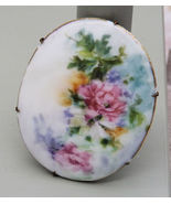 Antique Handpainted Porcelain Brooch - $38.00