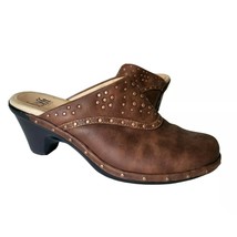 Sofft 1009575 Women Brown Leather Studded Mule Clog Boho Shoe Size 7 Nice Clean - $29.59