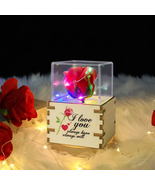 Valentines Day Gifts for Her Music Box Preserved Real Rose LED Music Box... - $16.89