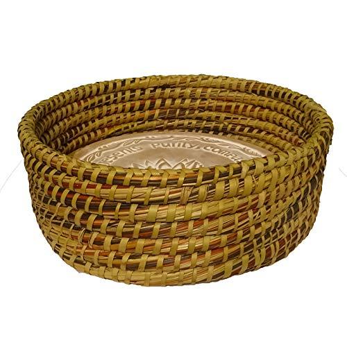 Warming Bread Basket with Lotus Warmer Tile Stone Hand Woven For Rolls