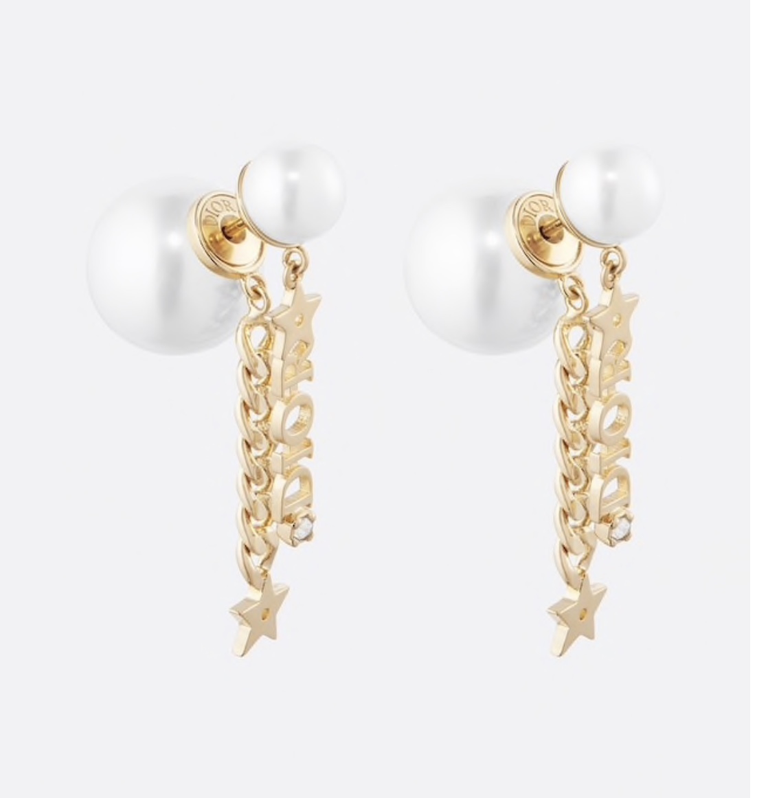 AUTH CHRISTIAN DIOR 2020 J’ADIOR DOUBLE PEARL GOLD STAR DANGLE FINISH