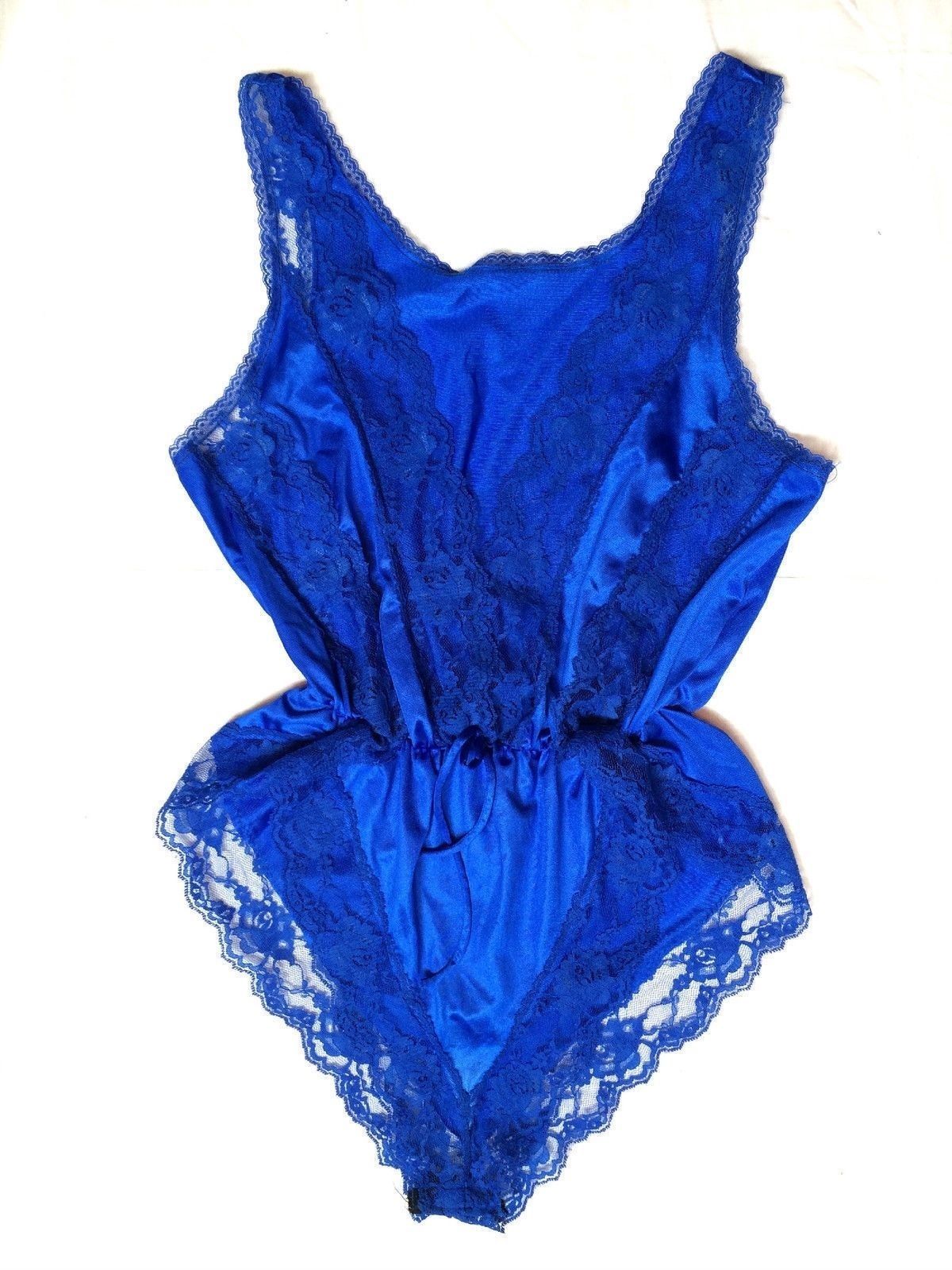 Royal Electric Blue Lacey Teddy Underwear Lace Body intimate sexy retro