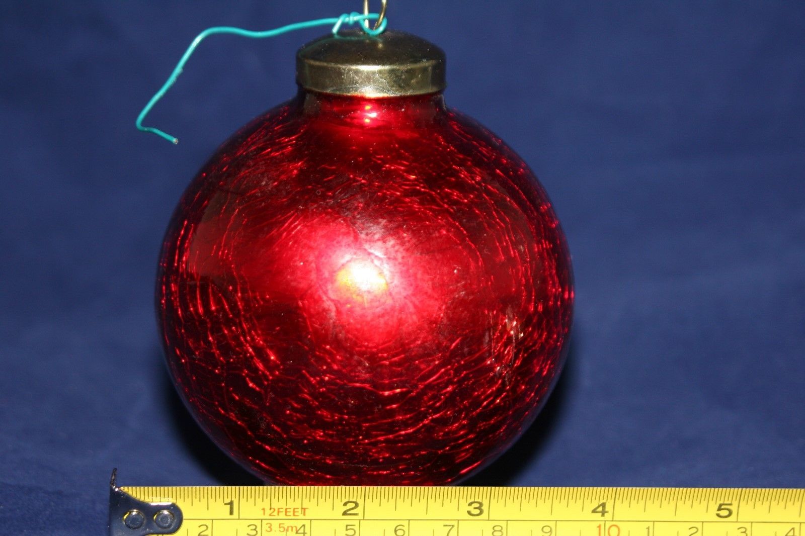 RED CRACKLE GLASS BALL HEAVY CHRISTMAS ORNAMENT KUGEL STYLE Ornaments