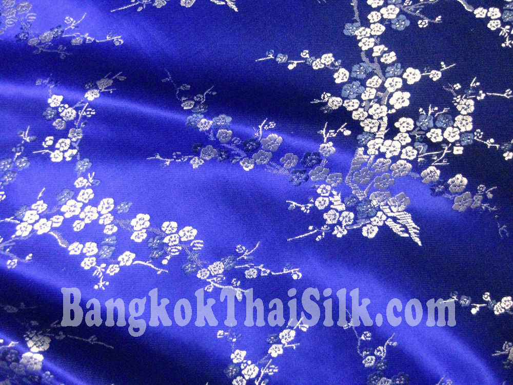 BLACK CHERRY BLOSSOM DOGWOOD BROCADE FAUX SILK MATERIAL FABRIC BTY DRESS BLOUSE