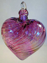 GlassEye Studio ARTGLASS CRANBERRY TWIST HEART Ornament One of A Kind - $31.99