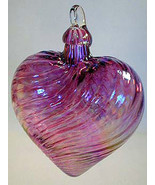 GlassEye Studio ARTGLASS CRANBERRY TWIST HEART Ornament One of A Kind - £25.61 GBP
