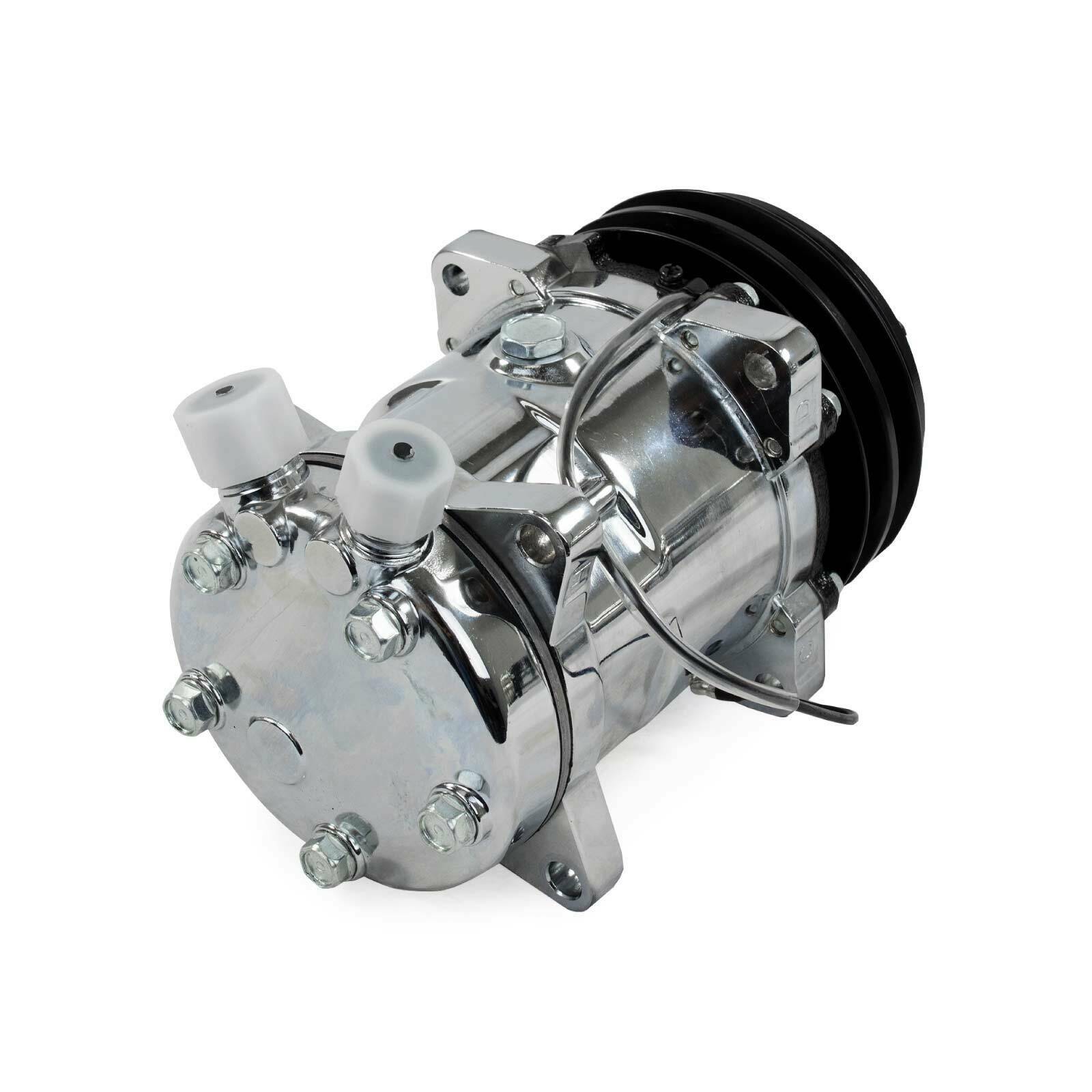 ATeam Performance Sanden 508 Style Clutch VBelt A/C Compressor CHROME