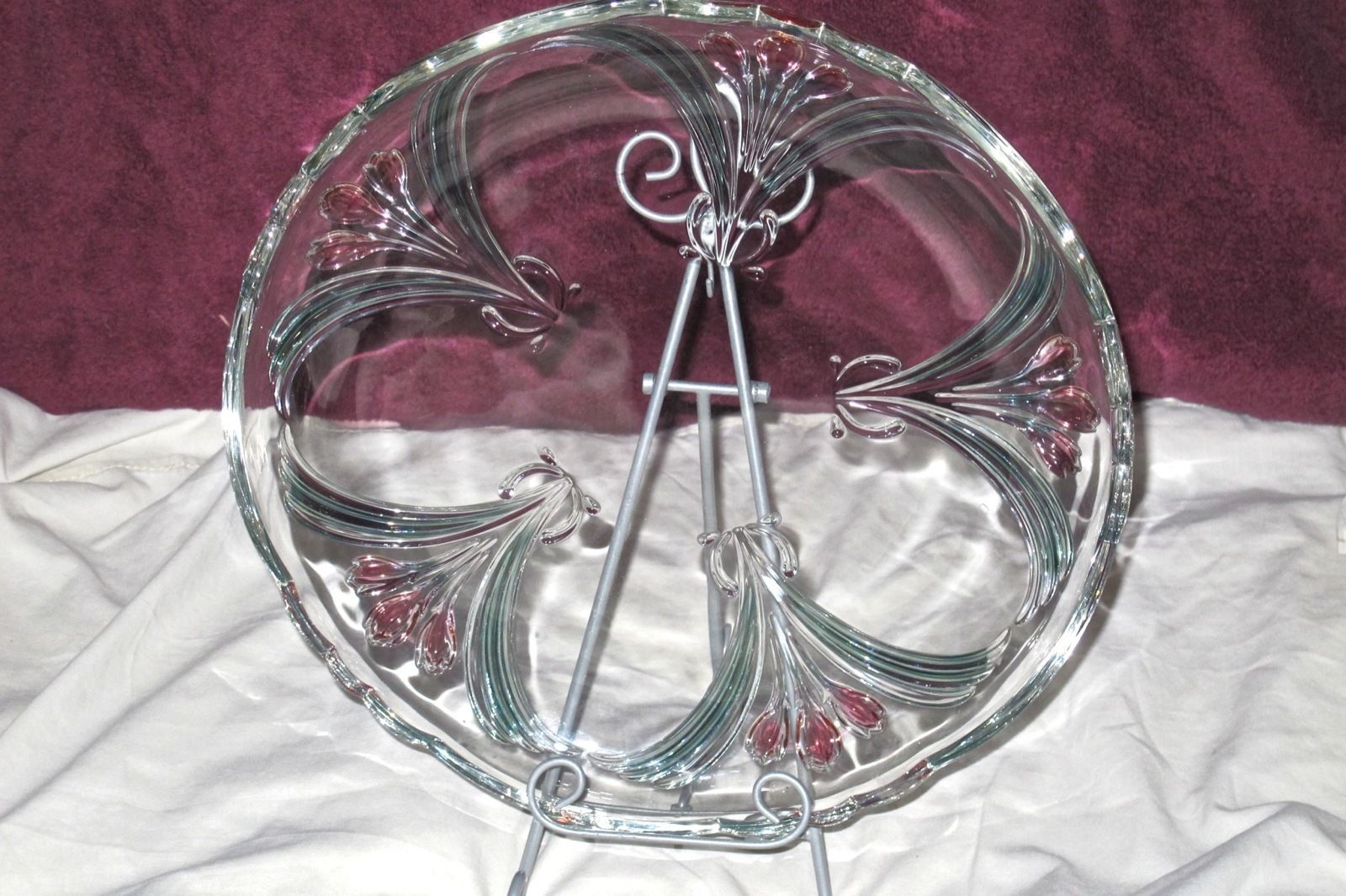 NICE 12.5” Plate Platter Clear Glass Serving Plate Platter Colored