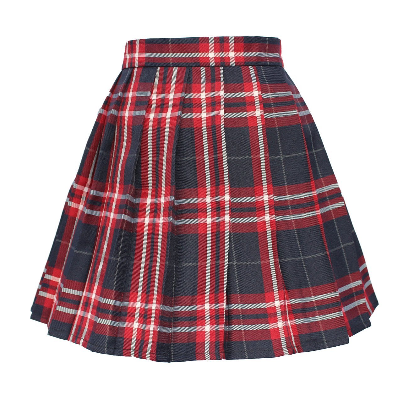 Women`s High Waisted Pleated Plus Size plaid midi Costumes Skirts(4XL ,Blue W...