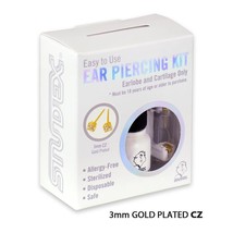 4 Sets Personal at Home Ear Piercing Kit w/Gun & 3mm CZ Gold Plated Earrings - $39.00
