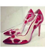 Elegant Sexy  Sheer shallow mouth high heels Party Dress shoes Red Gold... - $79.99