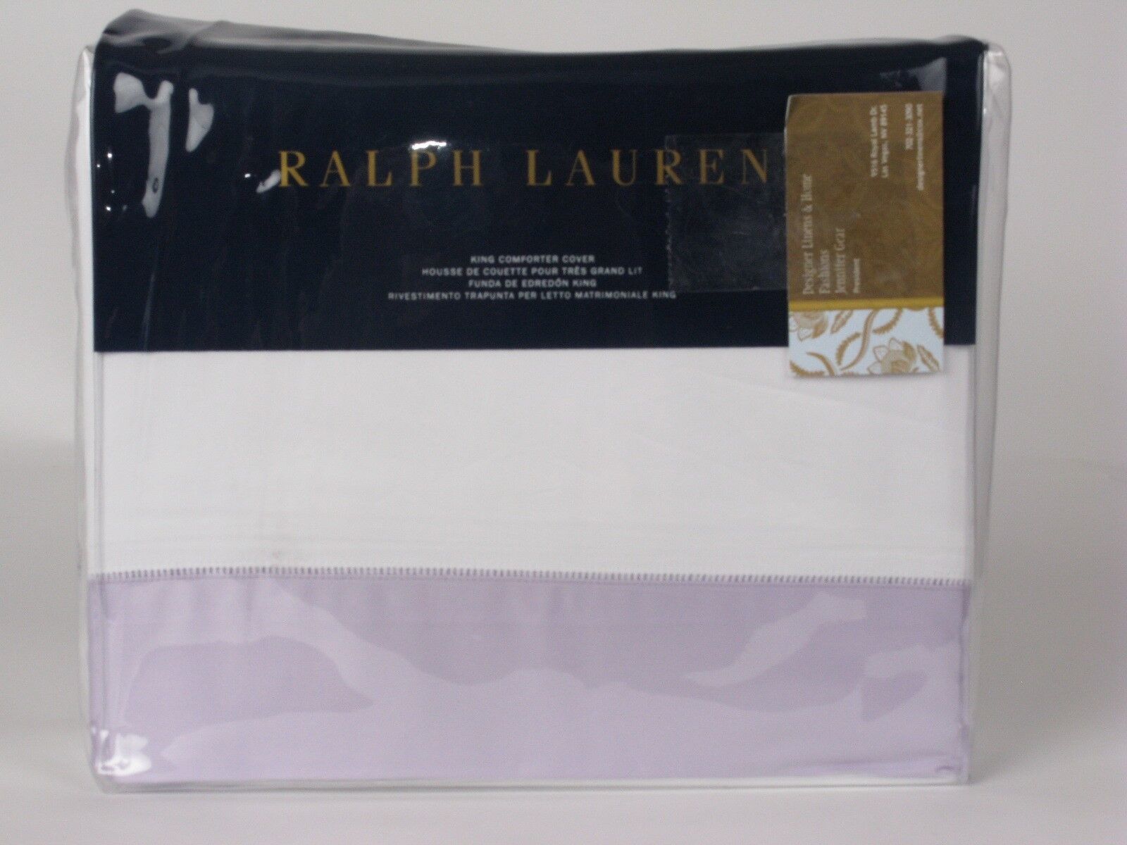 Ralph Lauren LANGDON White Mayfair Violet 3P King Duvet Cover Shams