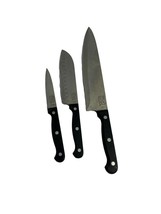 Set of 3 Chicago Cutlery Knife Set 8&quot; 5&quot; 3.5&quot; Black Handle Paring Chef P... - $34.65