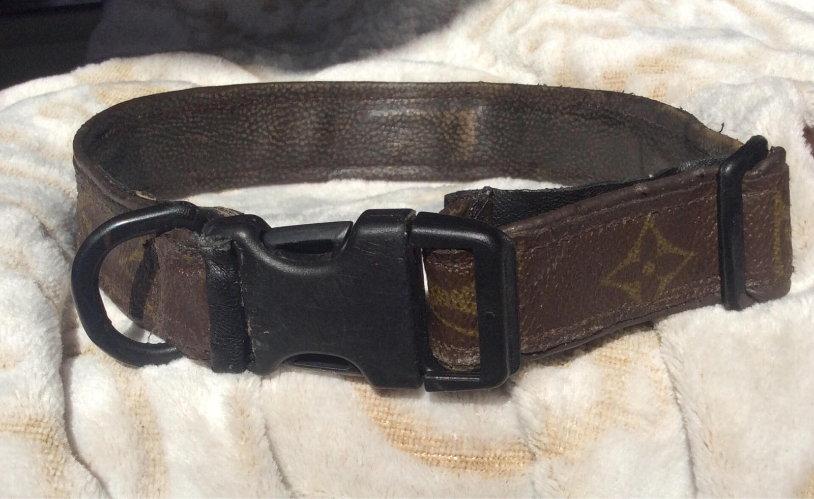 Louis Vuitton Dog Collars Adjustable 1" 25mm wide Repurposed real