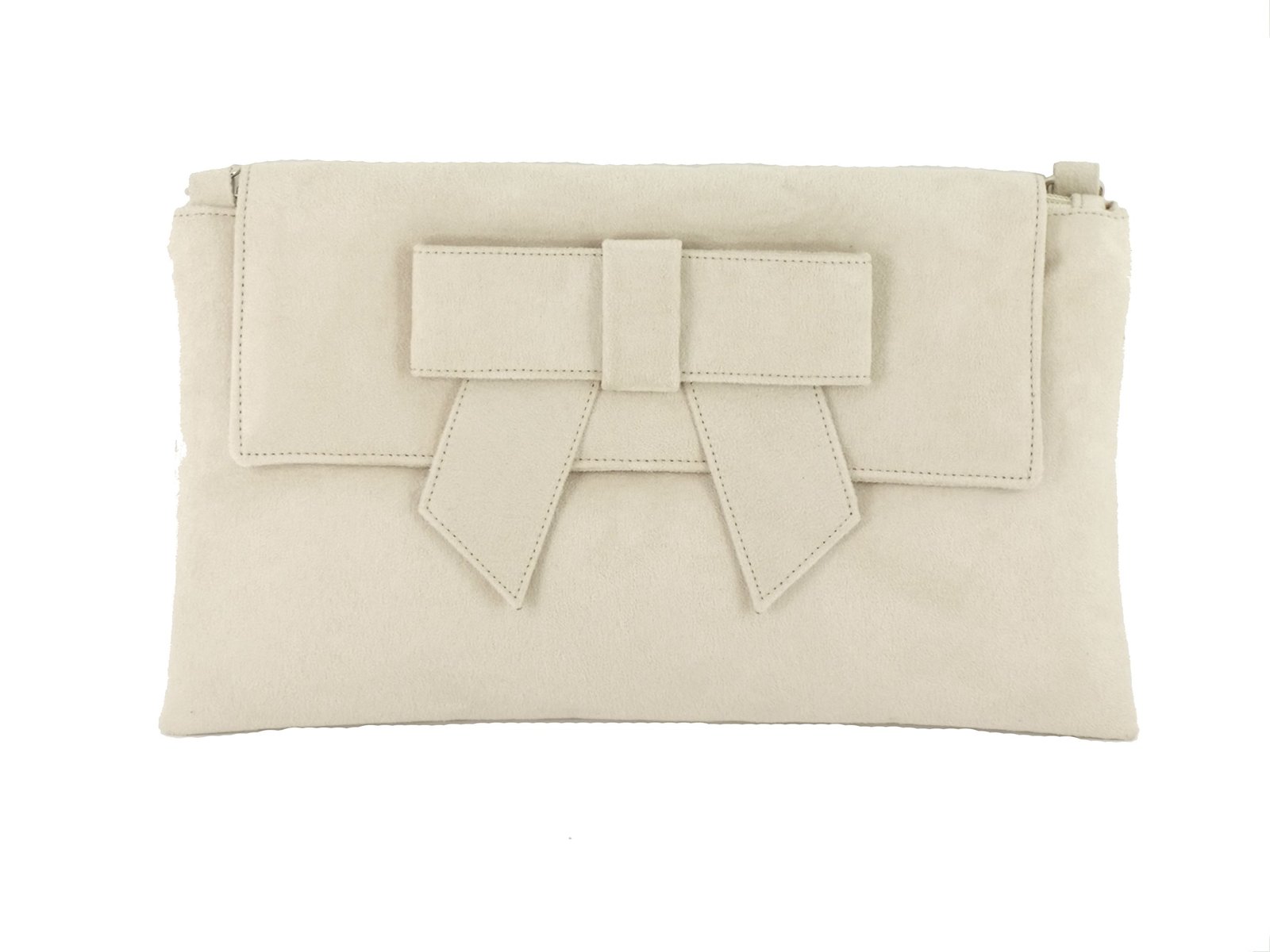 LONI Womens Clutch Bag Shoulder Bag Wristlet in Suede Faux Leather in Ivory C... Women's