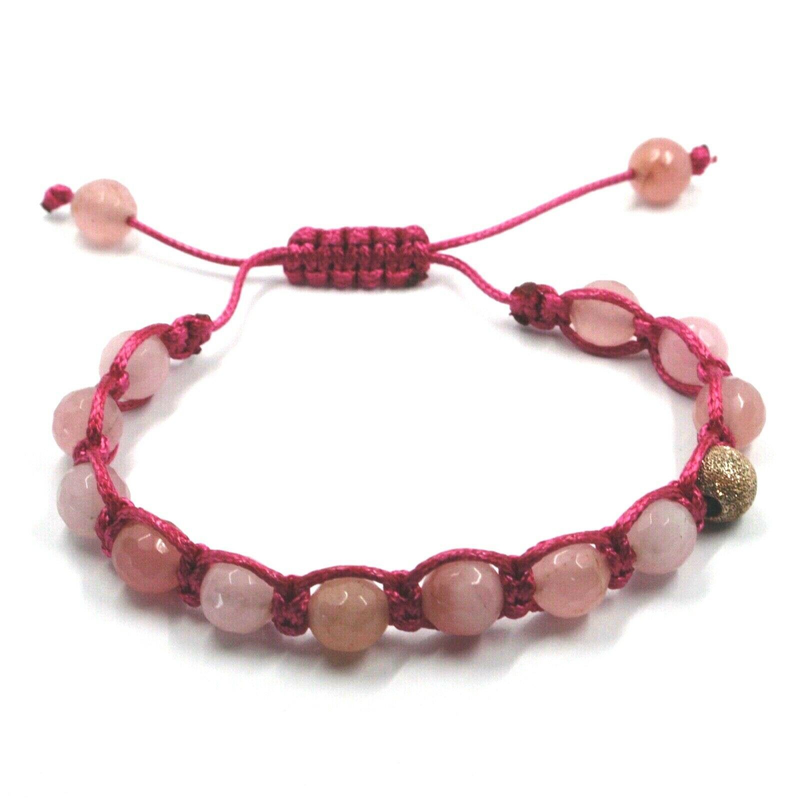 Primary image for SHAMBALLA BRACELET, PINK CORD, ROSE JADE, WORKED 925 STERLING SILVER SPHERES
