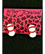 Betsey Johnson Gold Alloy White Enamel Snowman Post Earrings - $7.99
