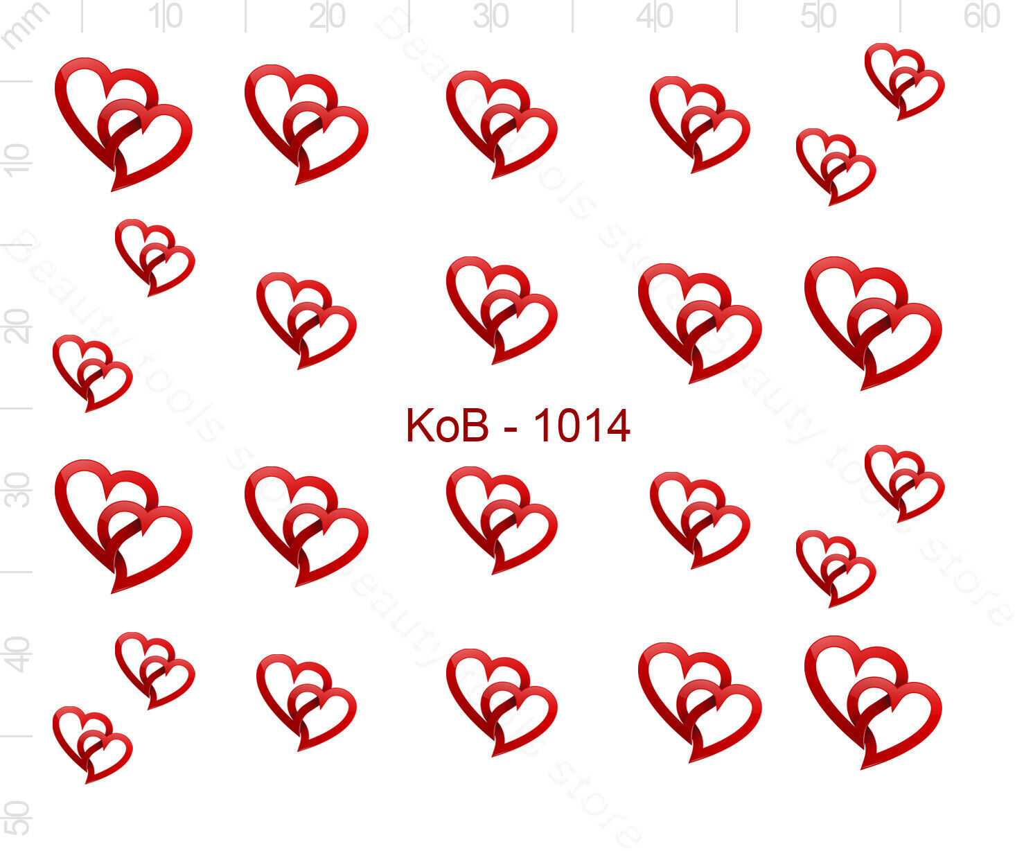 Nail Art Water Transfer Sticker Decal Stickers Pretty 3D Heart Red KoB-1014