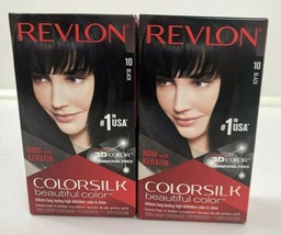 2 Revlon Colorsilk Color Permanent Hair Dye #10 Black 3D Color Gel Techn... - $9.50