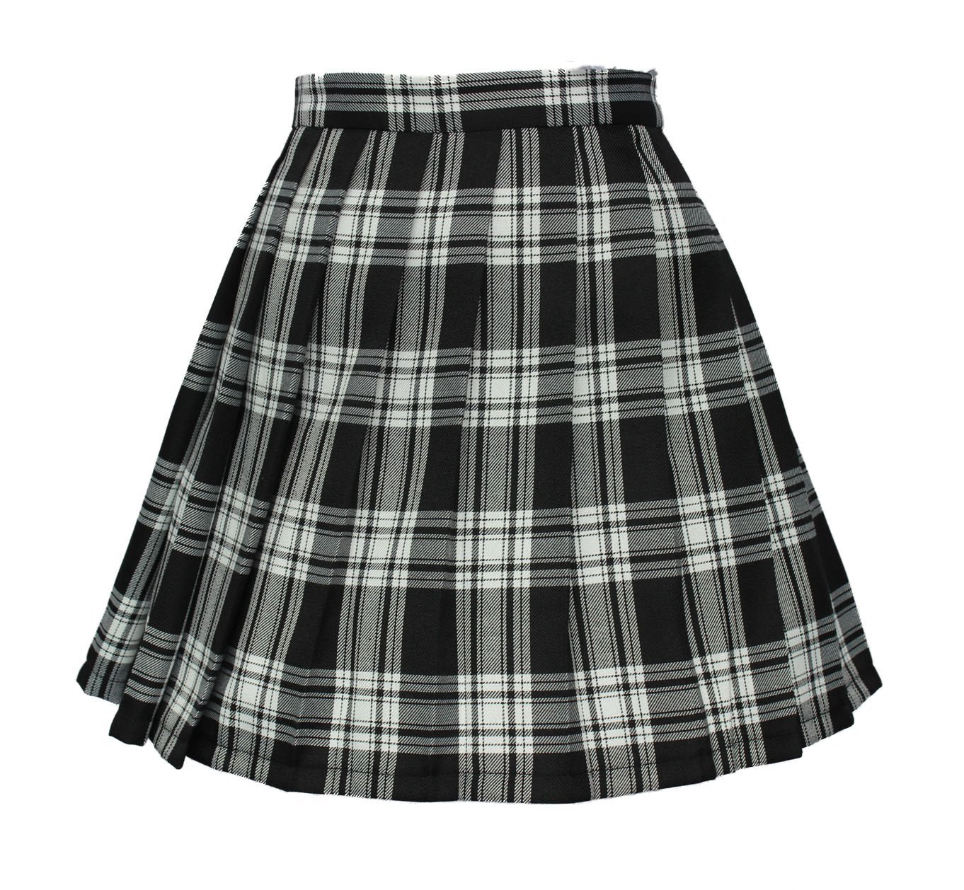 Women`s high waisted plaid short Sexy A line Skirts costumes (XL, Black mixed...