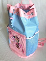 Girls School Backpack Disney Minnie Mouse Blue Pink Nylon Sack Lightweight - $16.72
