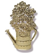 Vintage Gold Tone Metal Earring Tree Watering Can with Flowers Torino Je... - $16.58