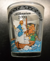 Millennium 2000 Shot Glass Jesus Boat Tabgha Mosaic Frosted Glass Windowed Front - $7.99