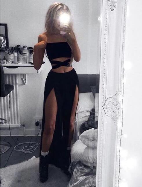 Black Two Piece Long Prom Dresses Under 100