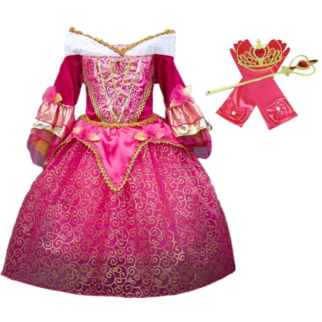 DH Sleeping Beauty Princess Aurora Girls Costume Dress Cosplay Accessories 5-6