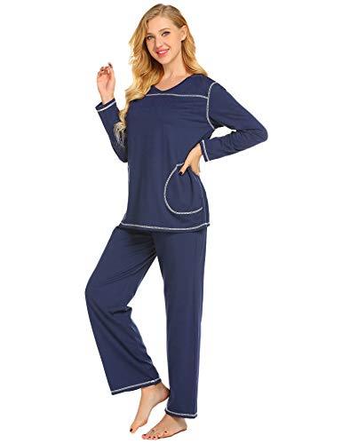 Ekouaer Women's Loungewear Long Sleeve PJ Set Comfy V Neck Pyjamas ...