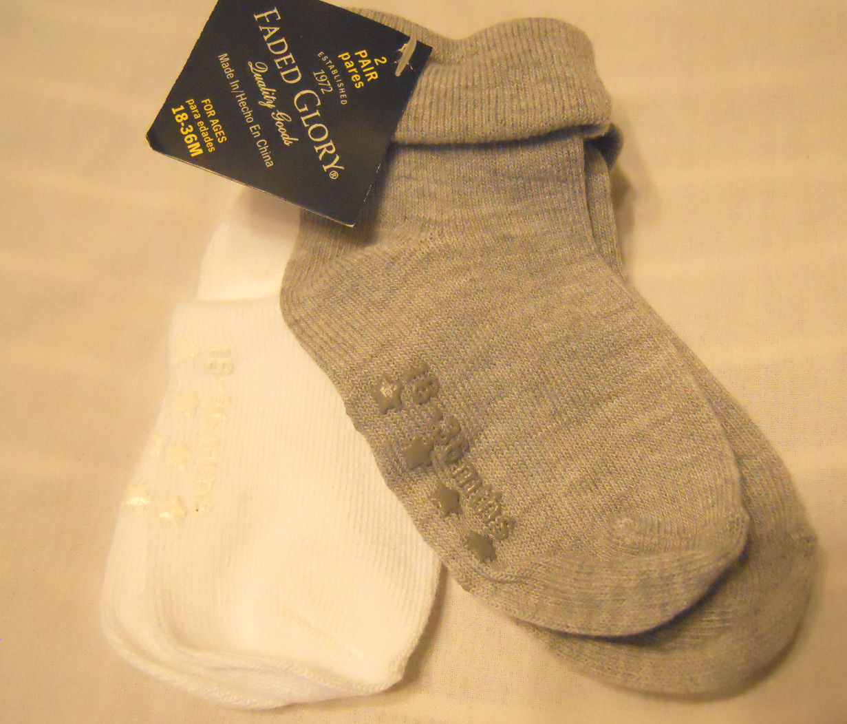 Infant Non-Skid Socks Faded Glory Boy Girl S 0-6M 6-18M 18-36M 3-5 Years NEW