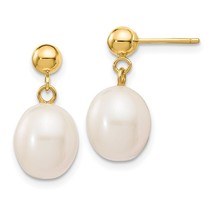 Solid 14k White Freshwater Cultured Pearl Dangle Post Earrings - $195.90
