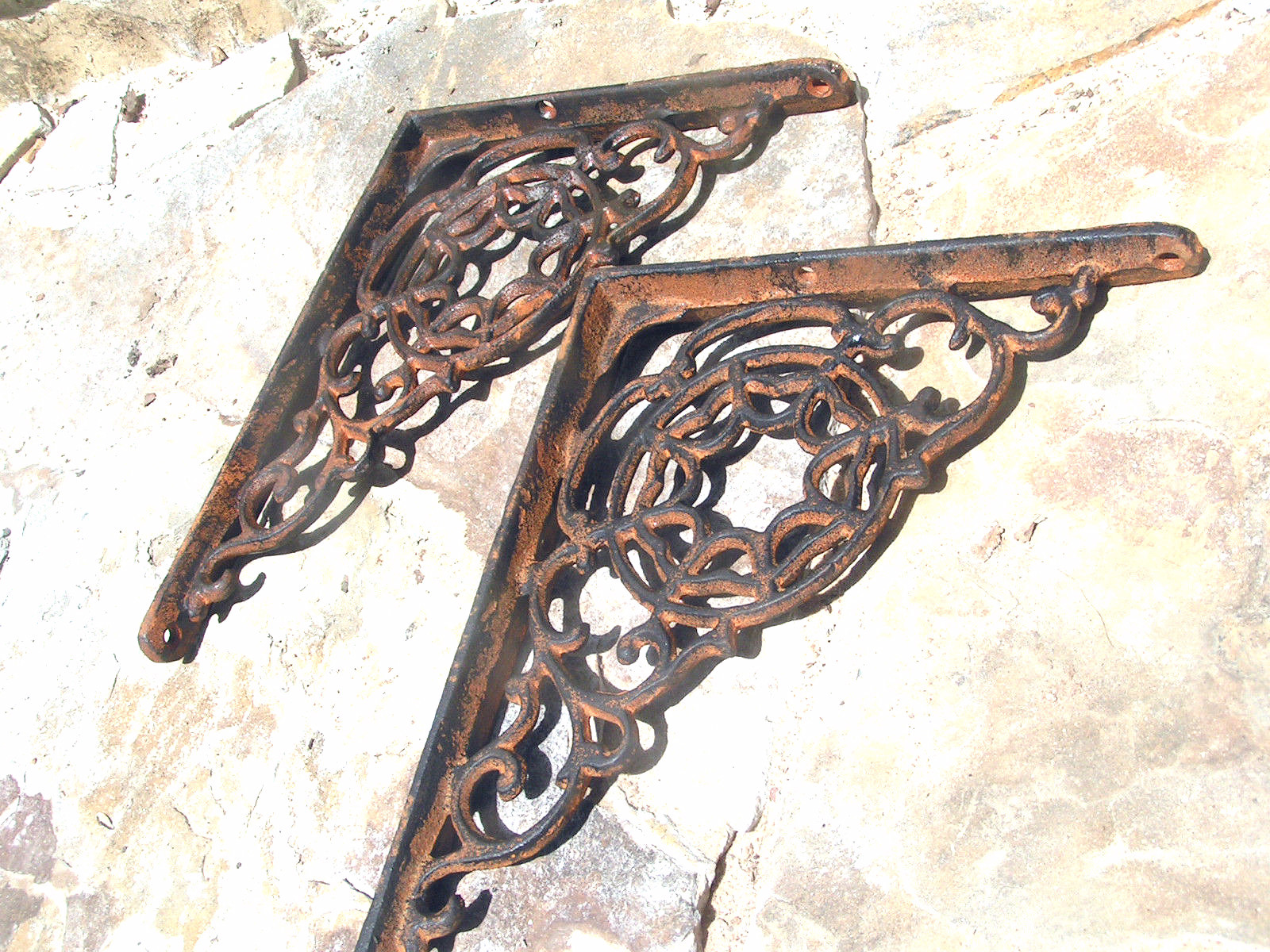 2 Cast Iron Brackets Wall Shelf Island Architectural corbels braces bz