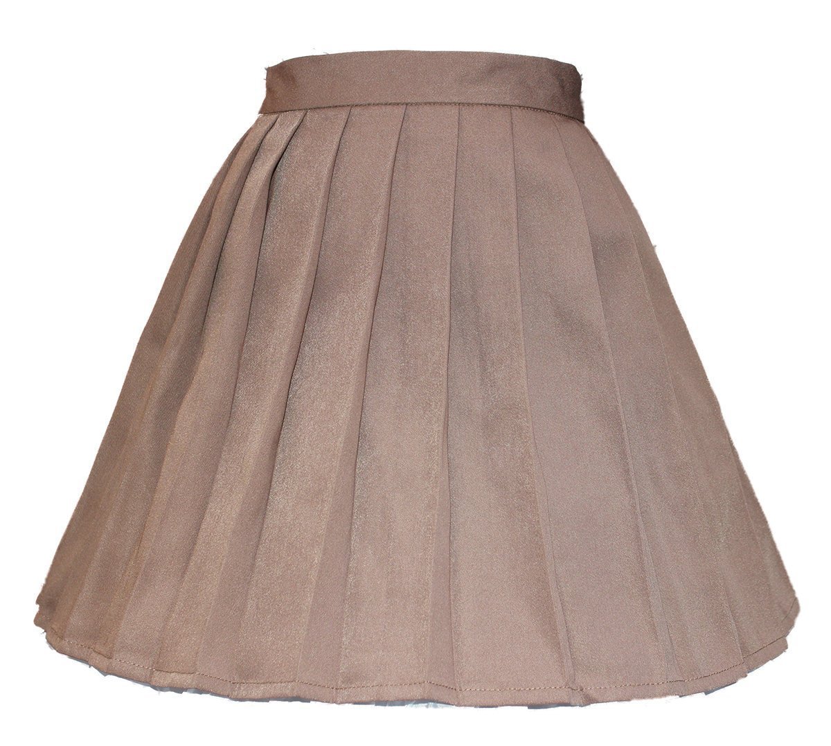 Women`s School Uniform High Waist Flat Pleated Skirts (4XL ,Dark Brown)