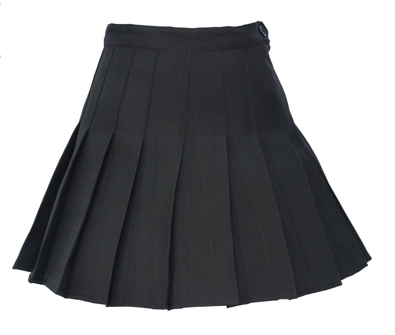 Women High Waist Solid Pleated Mini Slim Single Tennis Skirts (S, Black)
