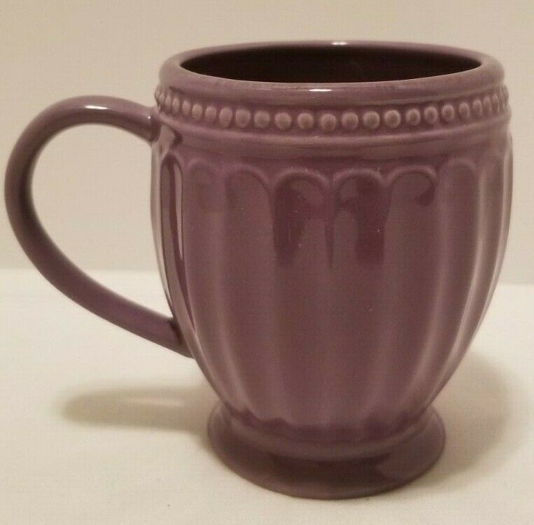 Elegant Lenox French Perle Groove & Bead Violet Purple Lavender Coffee Mug Cup Lenox
