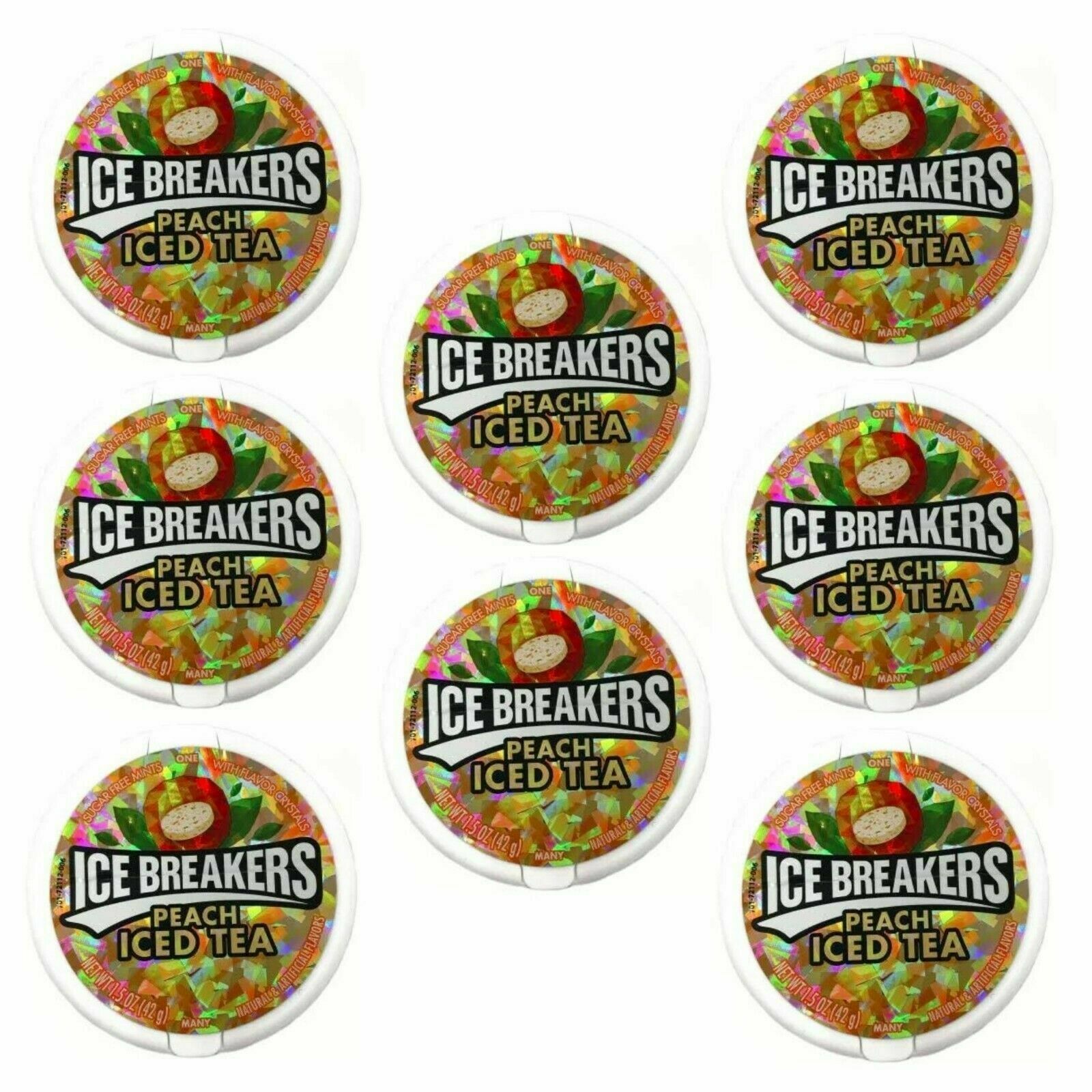 8 packs ice breakers peach iced tea sugar free mints candy lot of 8