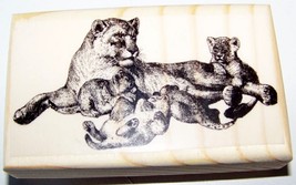 Lion And Cubs ~New Mounted Rubber Stamp - $8.00