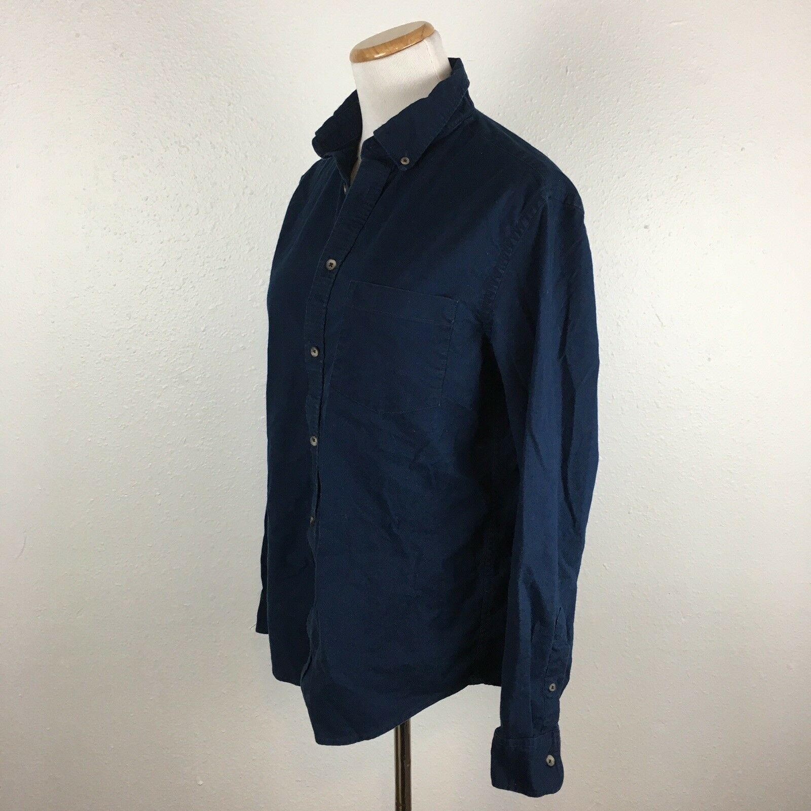Old Navy Women's The Oxford Shirt Navy Blue Slim Fit Button Front Size ...