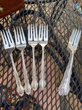 4! Flirtation Oneida Ltd 1881 Rogers Silverplate Salad Forks Flatware 2 ... - $16.78