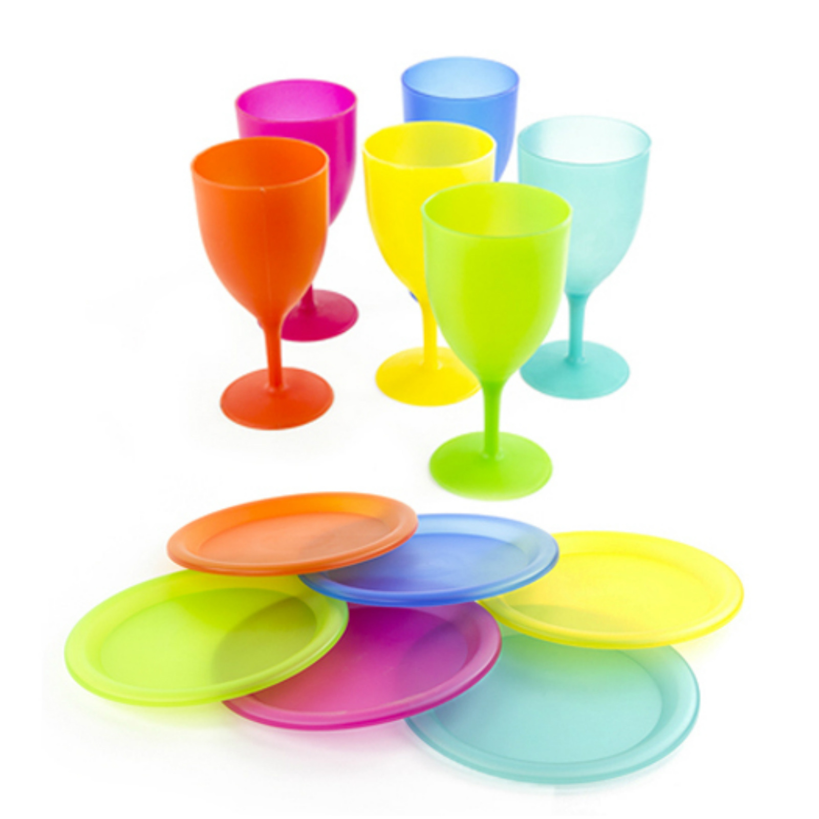 Reusable Plastic Dinnerware Picnic Plates Goblets Parties Beach Dining ...