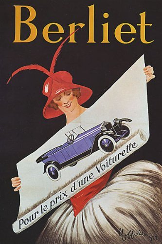 BERLIET CAR FRANCE FRENCH AUTOMOBILE VINTAGE POSTER REPRO  Decals 