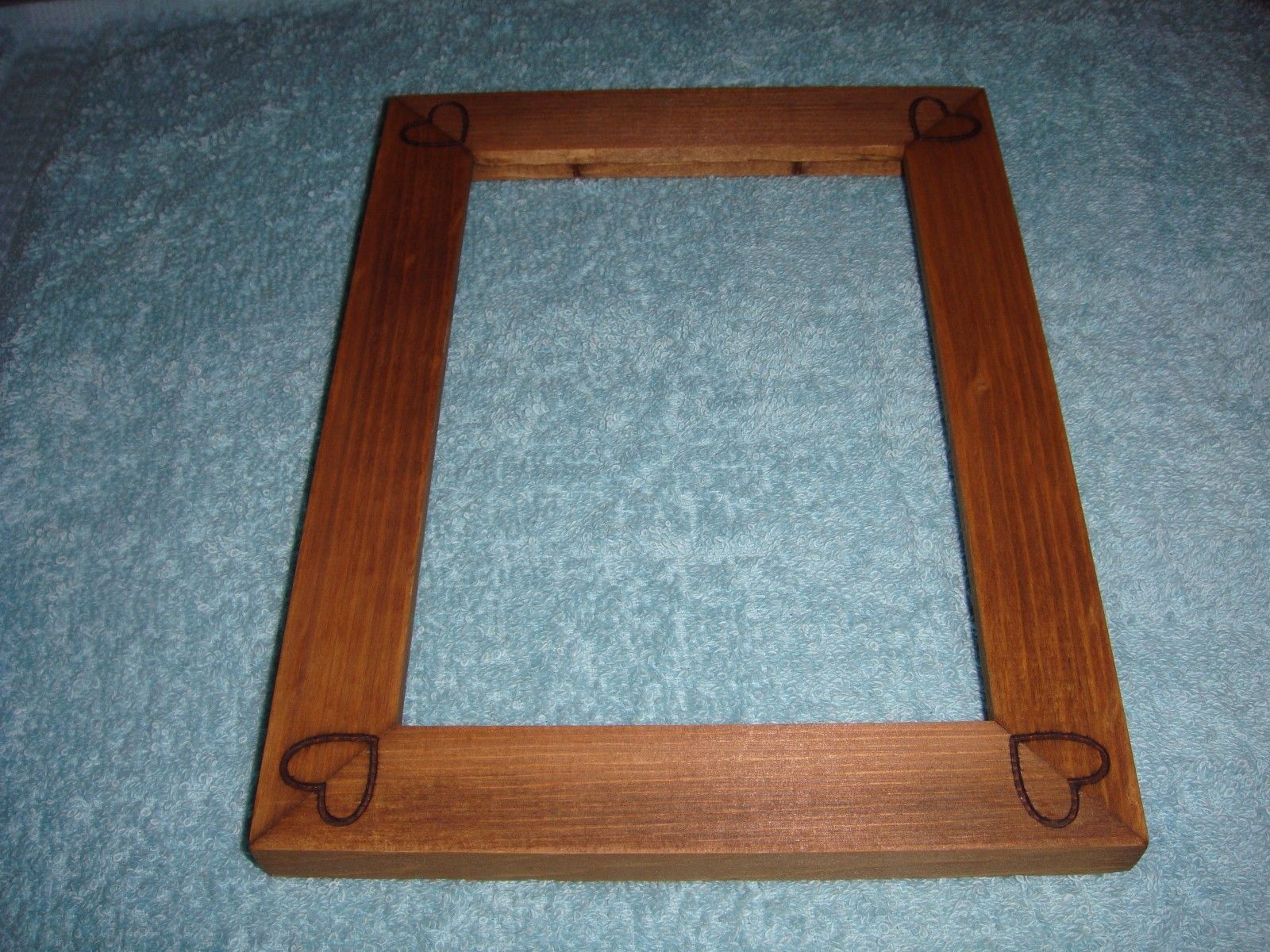 Wooden Cross Stitch Frame With Etched Heart Corners - Hand Embroidery