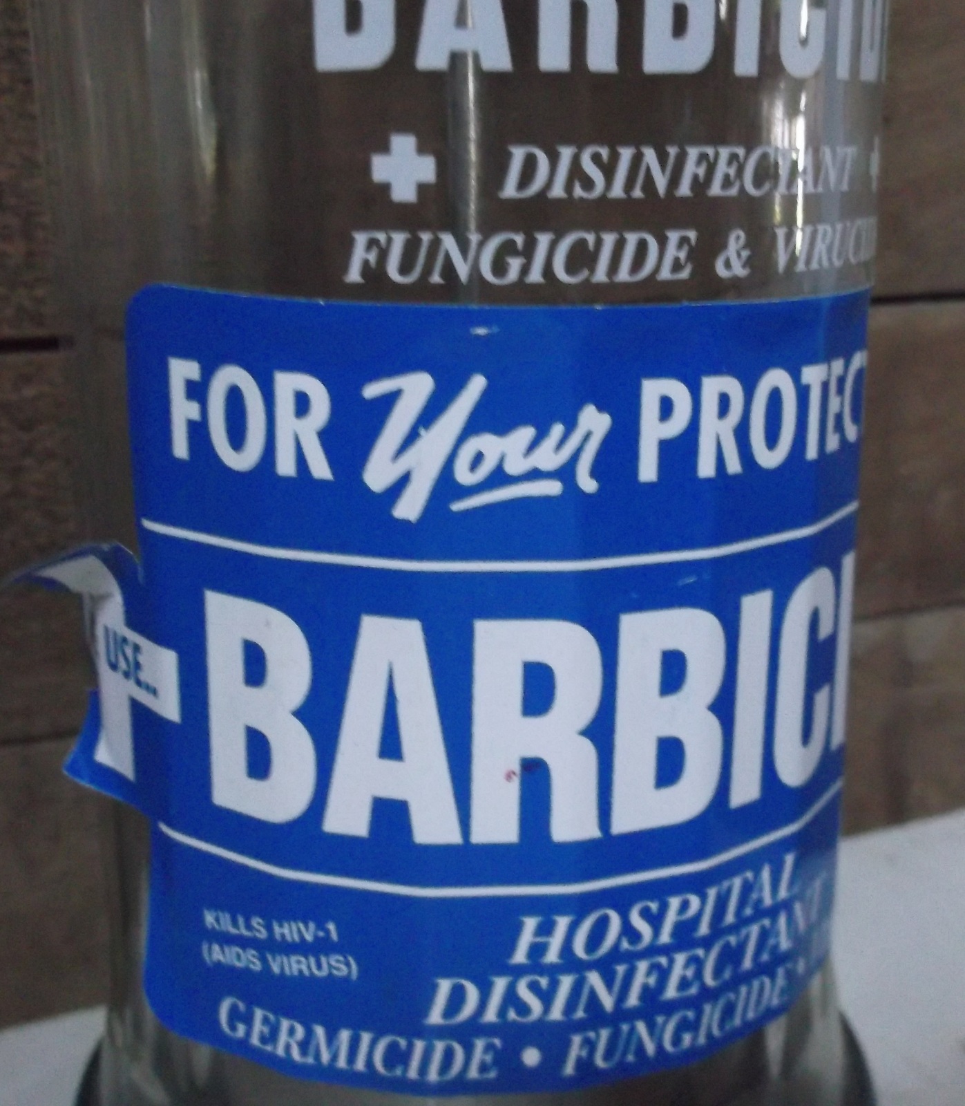 Vintage BARBICIDE Glass Jar ORIGINAL LABEL Beauty Shop Barber Comb ...